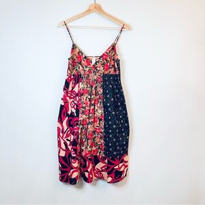 Bohemian Women’s Sleeveless Fuchsia Black Floral Mini Dress Size Medium NWT